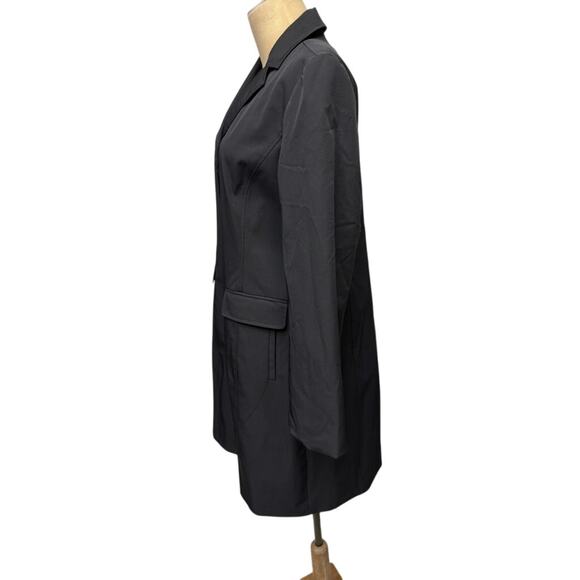 NEW!! "ANN TAYLOR" Black Trench Coat SZ XL 14P Button Up Old Money Classy Goth - Picture 3 of 16